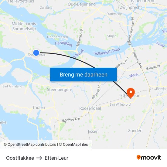 Oostflakkee to Etten-Leur map