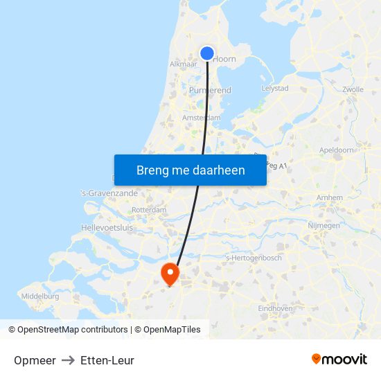 Opmeer to Etten-Leur map