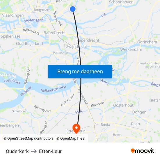 Ouderkerk to Etten-Leur map