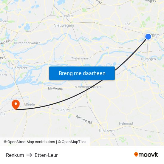 Renkum to Etten-Leur map