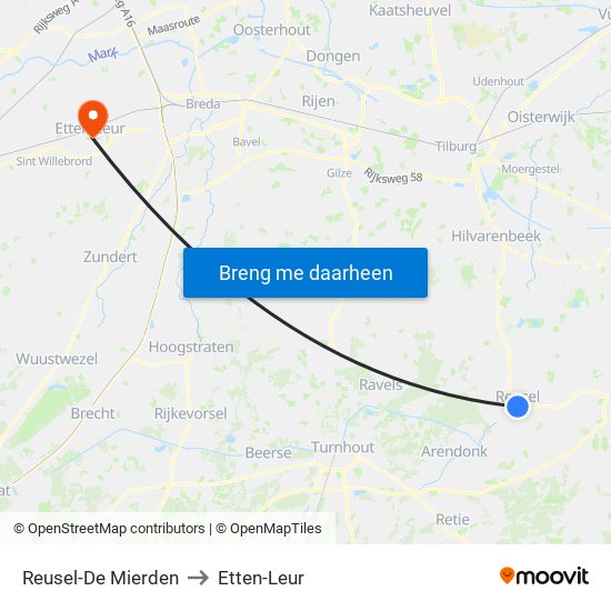 Reusel-De Mierden to Etten-Leur map