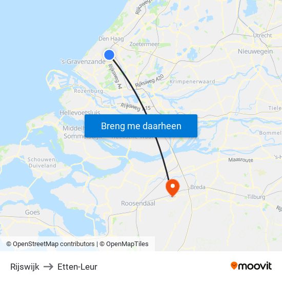 Rijswijk to Etten-Leur map