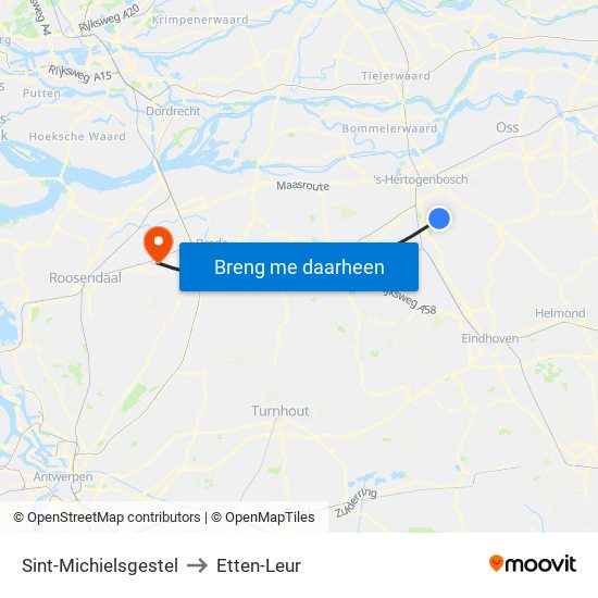 Sint-Michielsgestel to Etten-Leur map