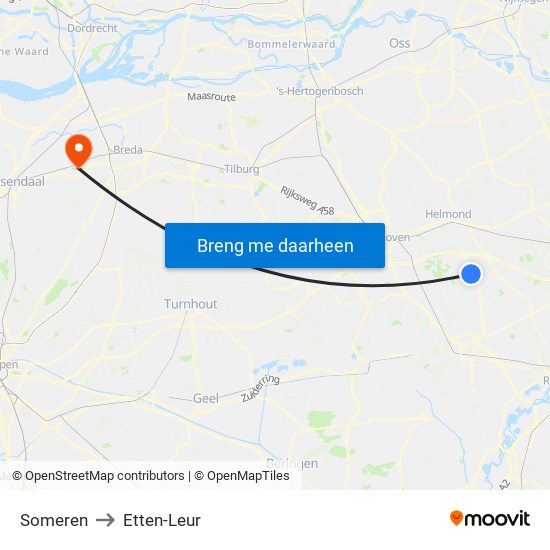 Someren to Etten-Leur map