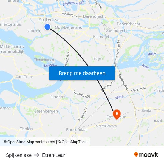 Spijkenisse to Etten-Leur map