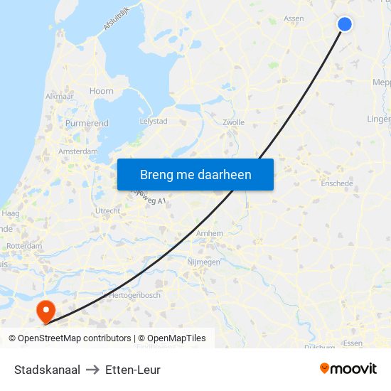 Stadskanaal to Etten-Leur map