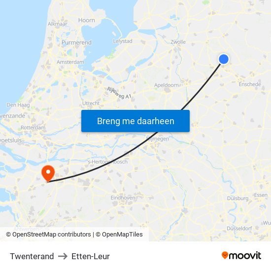 Twenterand to Etten-Leur map