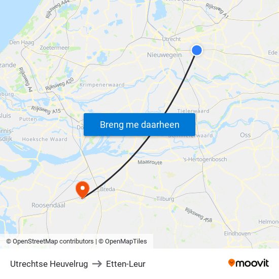 Utrechtse Heuvelrug to Etten-Leur map