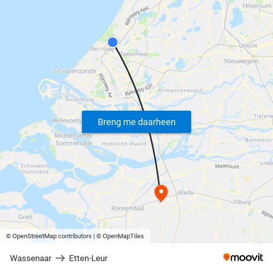 Wassenaar to Etten-Leur map