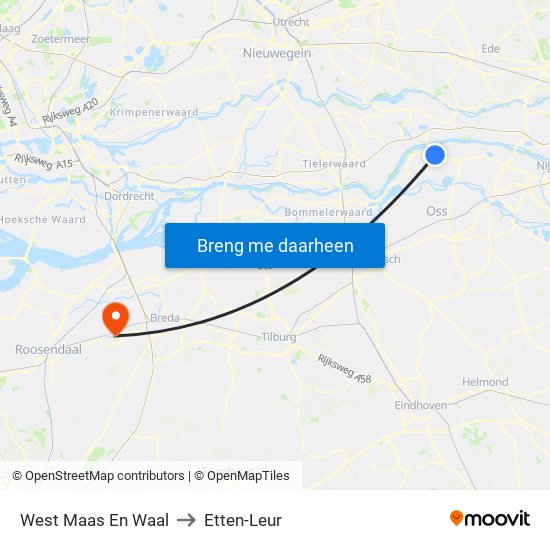 West Maas En Waal to Etten-Leur map