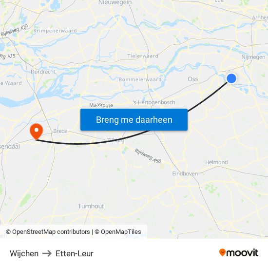 Wijchen to Etten-Leur map
