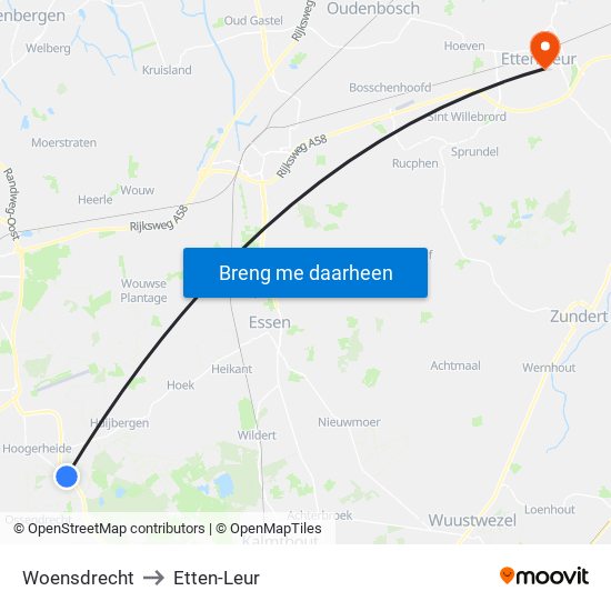 Woensdrecht to Etten-Leur map