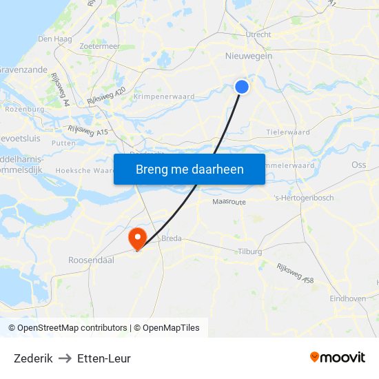 Zederik to Etten-Leur map