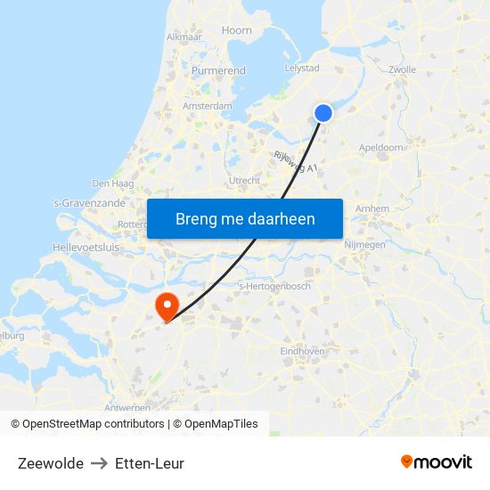 Zeewolde to Etten-Leur map