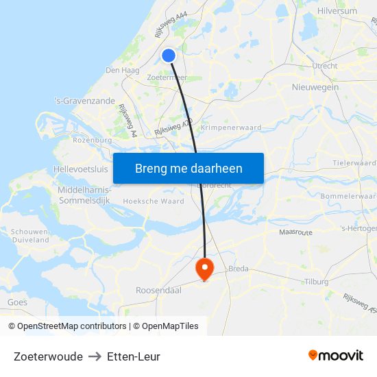 Zoeterwoude to Etten-Leur map