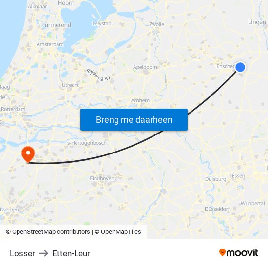 Losser to Etten-Leur map