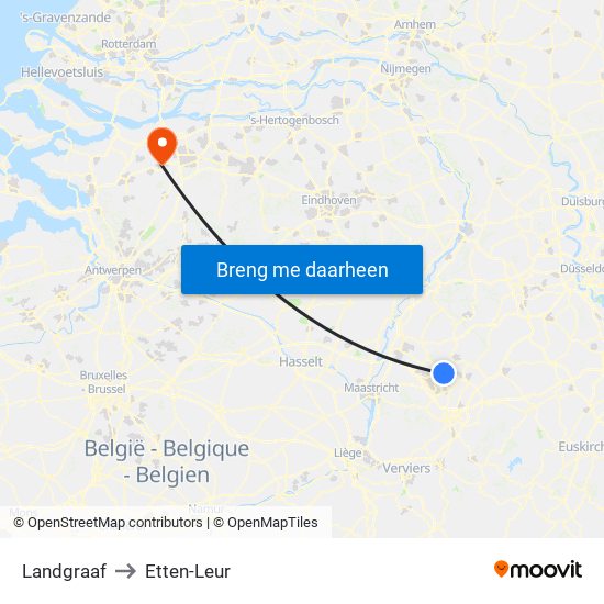 Landgraaf to Etten-Leur map