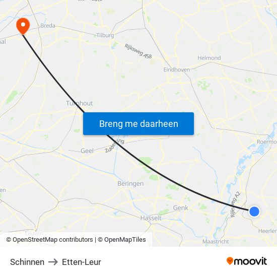 Schinnen to Etten-Leur map