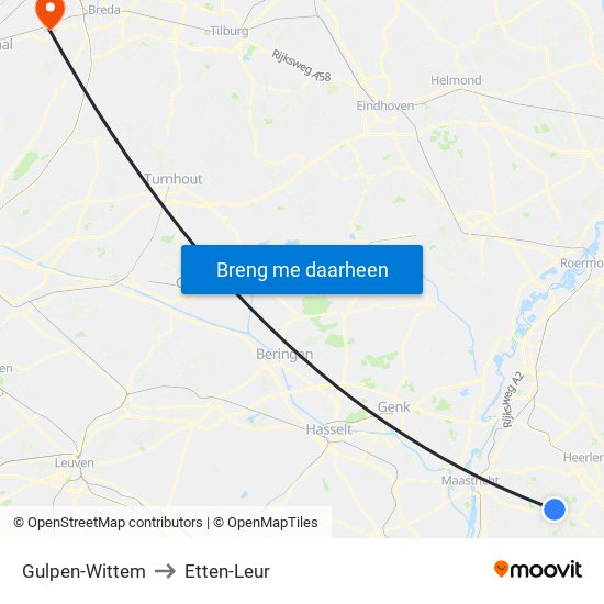 Gulpen-Wittem to Etten-Leur map