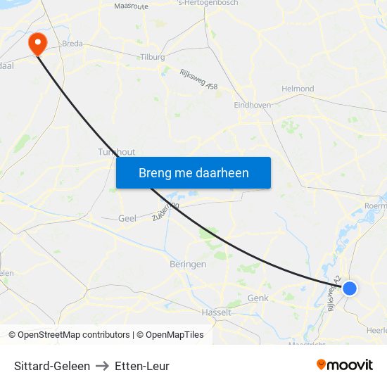 Sittard-Geleen to Etten-Leur map