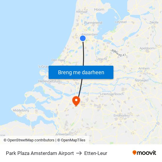 Park Plaza Amsterdam Airport to Etten-Leur map