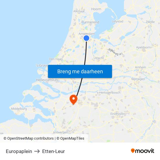 Europaplein to Etten-Leur map