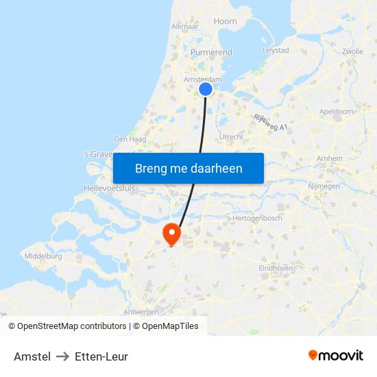 Amstel to Etten-Leur map
