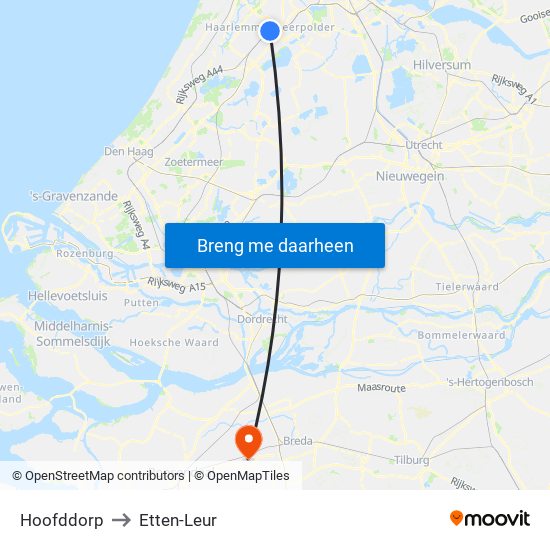 Hoofddorp to Etten-Leur map