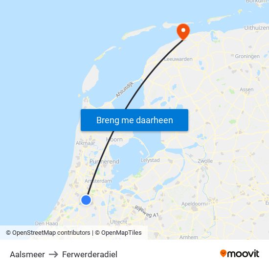 Aalsmeer to Ferwerderadiel map