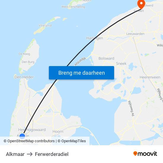Alkmaar to Ferwerderadiel map