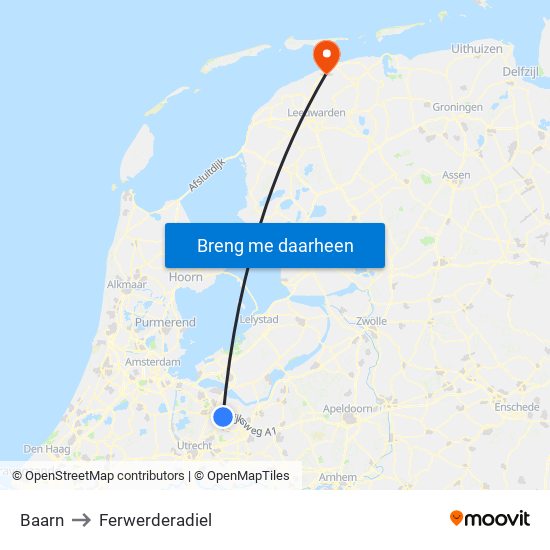 Baarn to Ferwerderadiel map