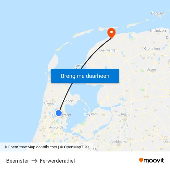 Beemster to Ferwerderadiel map