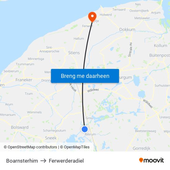 Boarnsterhim to Ferwerderadiel map