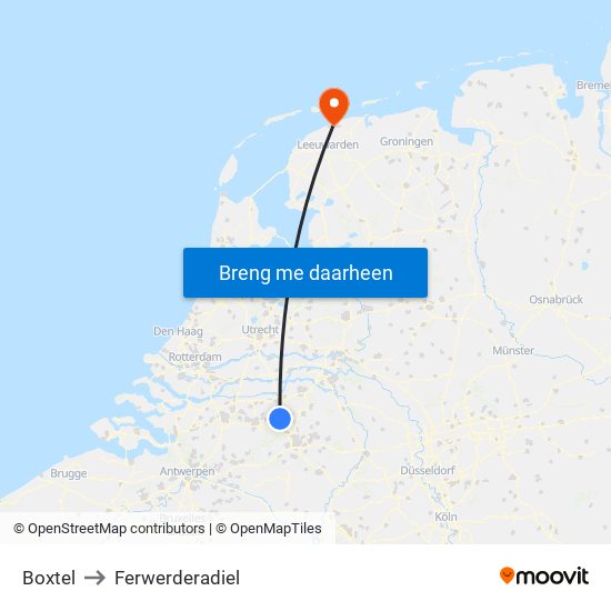 Boxtel to Ferwerderadiel map