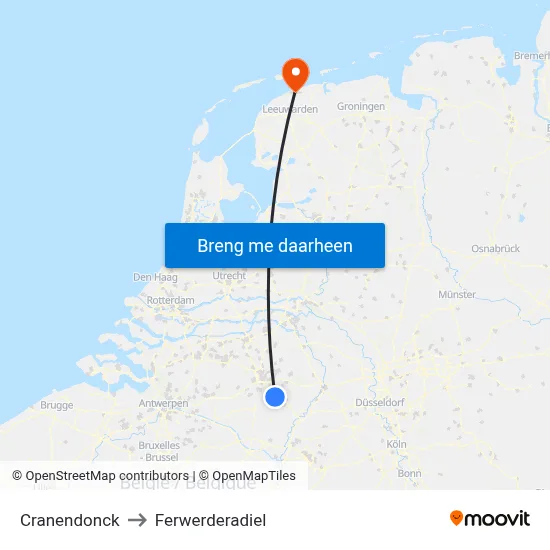 Cranendonck to Ferwerderadiel map