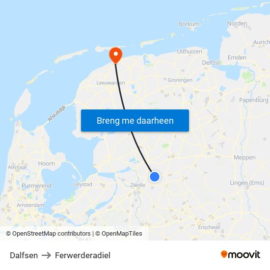 Dalfsen to Ferwerderadiel map