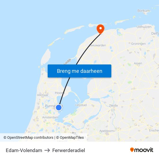 Edam-Volendam to Ferwerderadiel map