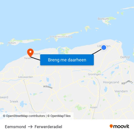 Eemsmond to Ferwerderadiel map