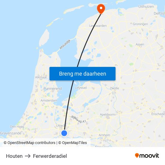 Houten to Ferwerderadiel map