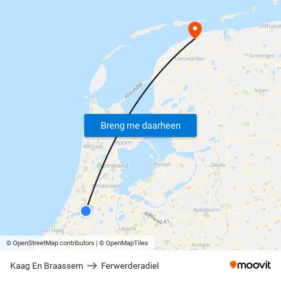 Kaag En Braassem to Ferwerderadiel map