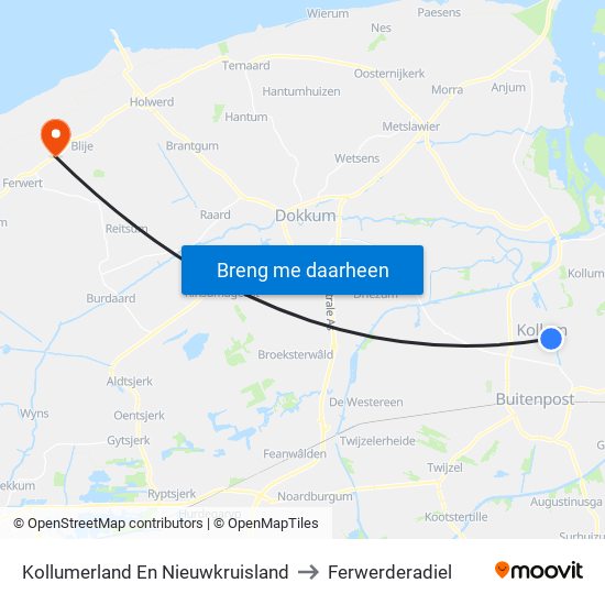 Kollumerland En Nieuwkruisland to Ferwerderadiel map