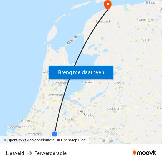 Liesveld to Ferwerderadiel map