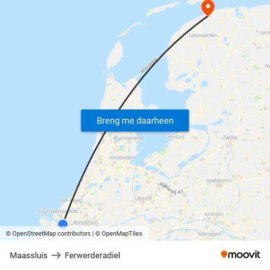Maassluis to Ferwerderadiel map