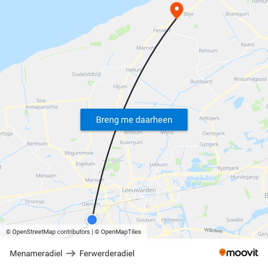 Menameradiel to Ferwerderadiel map