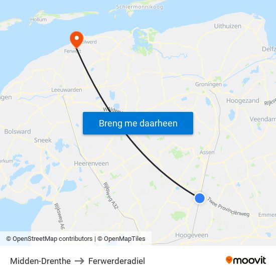 Midden-Drenthe to Ferwerderadiel map
