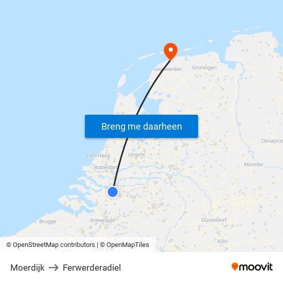 Moerdijk to Ferwerderadiel map