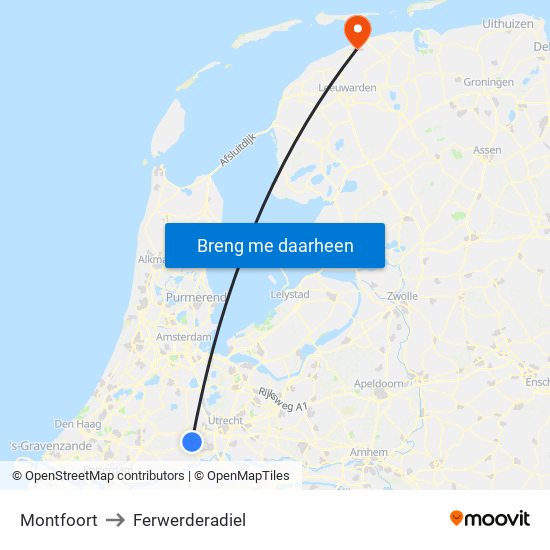 Montfoort to Ferwerderadiel map