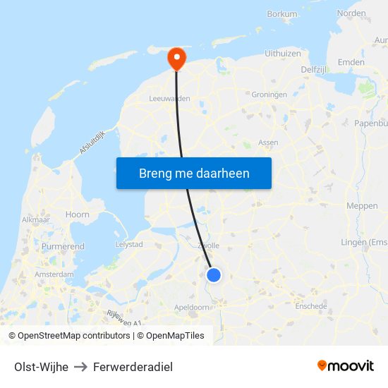 Olst-Wijhe to Ferwerderadiel map