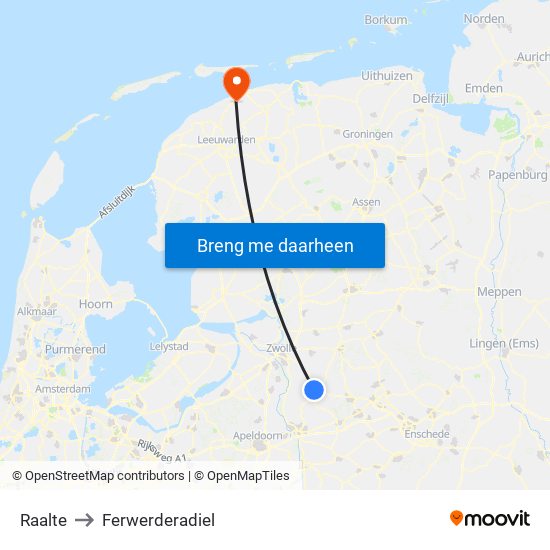 Raalte to Ferwerderadiel map