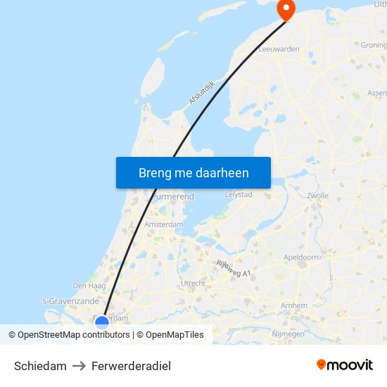 Schiedam to Ferwerderadiel map